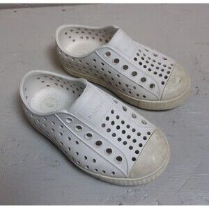 Native Jefferson Toddler Kids Slip On Shoes Waterproof~Shell White C7
